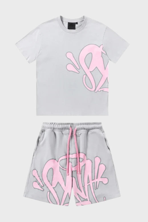 "Graffiti" Shorts-Set Grau Pink 0